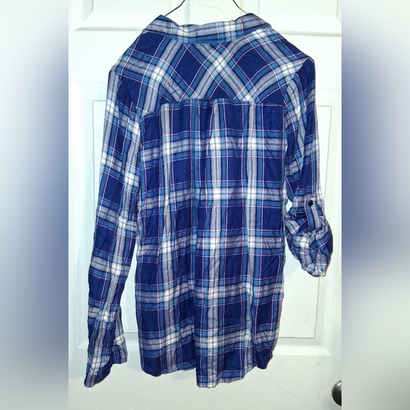 Wrangler Blue Plaid Button-Down Shirt - Picture 3 of 4